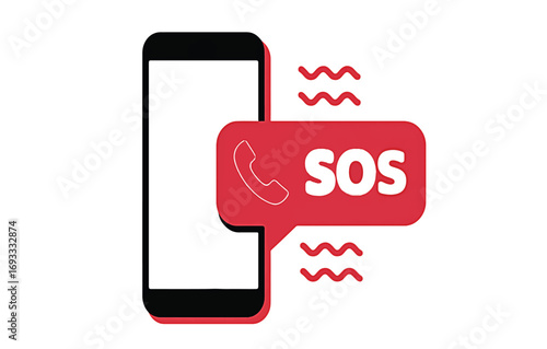 Urgent SOS Call Mobile Phone Emergency Alert Icon