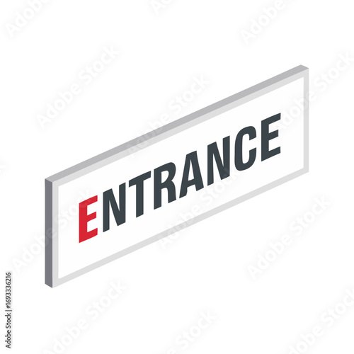 Entrance Sign Board Vector Illustration – Directional Access and Entry Label Design