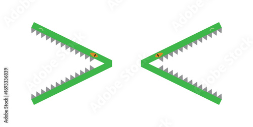 Greater than and less than symbols in math. Vector illustration isolated on white background.