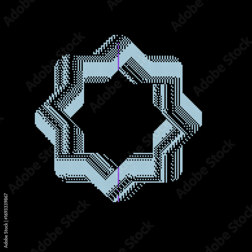  pixel art. Abstract forms in black background.