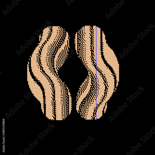  pixel art. Abstract forms in black background.