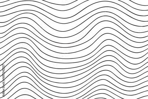Abstract black and white wavy lines pattern with subtle texture and optical illusion effect