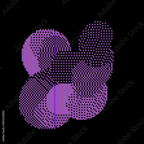 Purple pixel art. Abstract form. black background