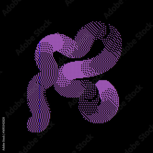 Purple pixel art. Abstract form. black background