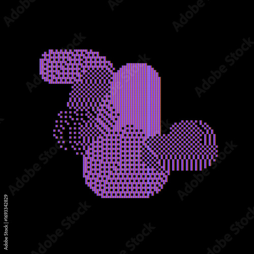 Purple pixel art. Abstract form. black background