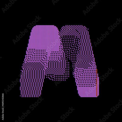 Purple pixel art. Abstract form. black background