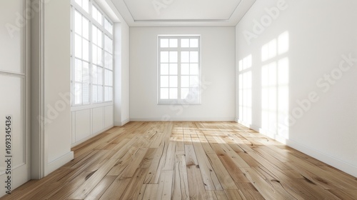 Empty Room with Hardwood Floor and White Walls