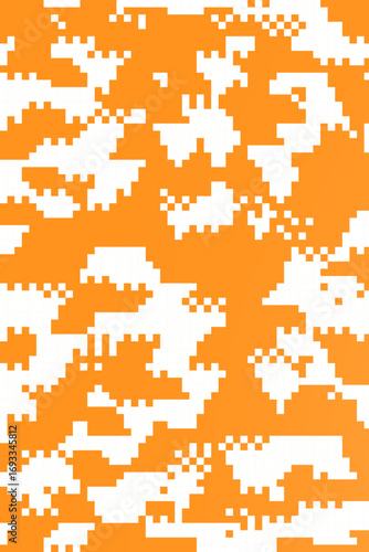 Orange WAVES Retro pixel art, glitch dither pattern, 8 bit background. Leisure or arcade games duotone border frame.
Dither design. Diseño en pixeles con colores llamativos retro
