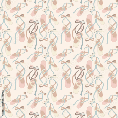 vector seamless pattern with ballet shoes