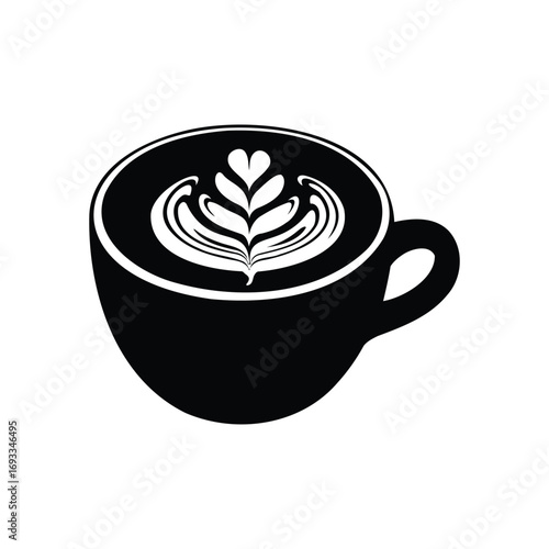 Vector latte art coffee cup illustration for cafe shop and coffee lovers design art