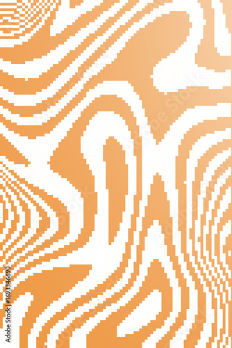 Orange WAVES Retro pixel art, glitch dither pattern, 8 bit background. Leisure or arcade games duotone border frame.
Dither design. Diseño en pixeles con colores llamativos retro