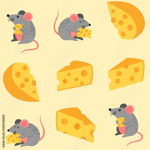 mouse and cheese vector