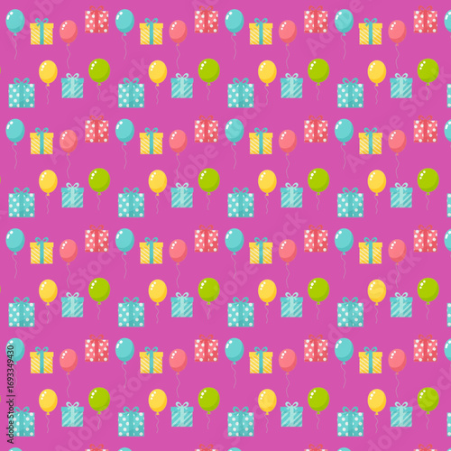 seamless pattern with balloons and gifts