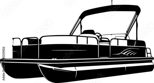 Pontoon boat silhouette. Clipart image isolated on white background
