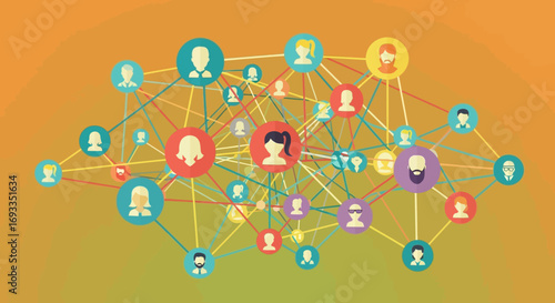 Flat Design Communication Network Social Connection Collaboration Abstract Illustration