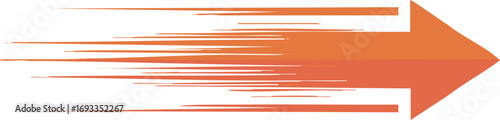 Dynamic orange arrow speed lines motion forward direction progress success concept art