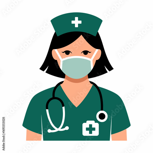 Nurse Icon – Female Medical Healthcare Worker Vector Illustration