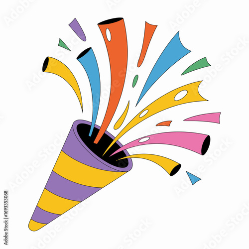Party Popper Icon – Colorful Celebration Confetti Vector Illustration