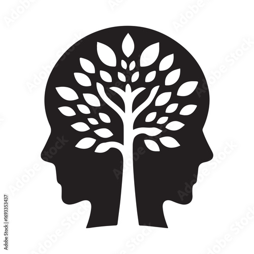 mental health vector silhouette outline logo design concept illustration