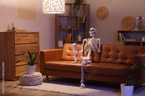 Human skeleton model sittin...