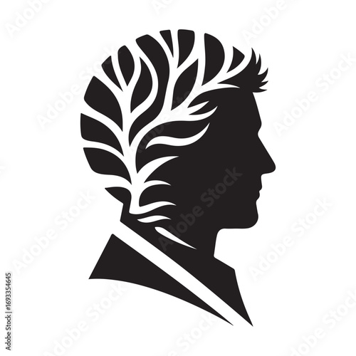 mental health vector silhouette outline logo design concept illustration