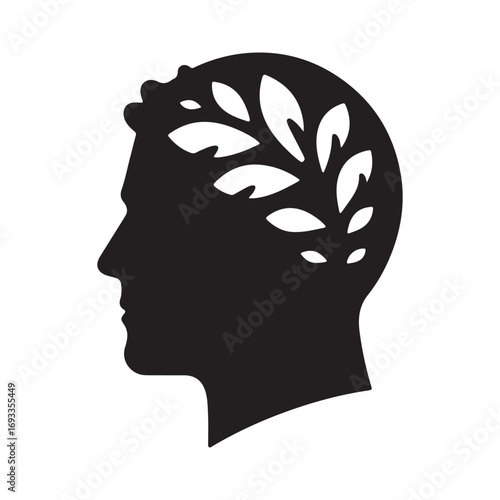 mental health vector silhouette outline logo design concept illustration