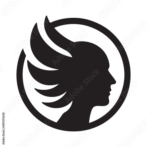 mental health vector silhouette outline logo design concept illustration