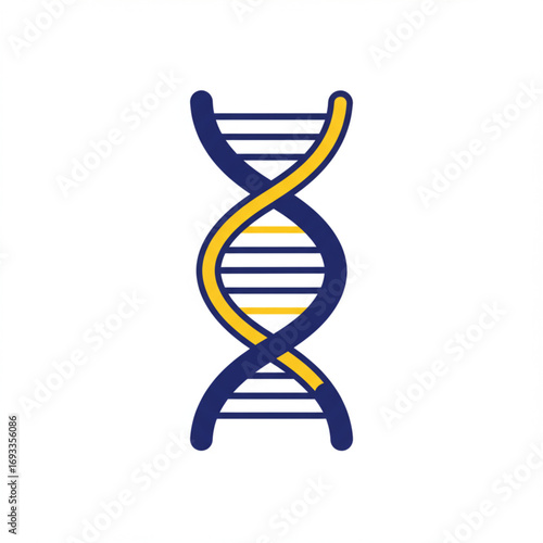 Stylized DNA double helix icon, a concept of genetics and molecular biology. Scientific symbol for heredity and genetic research vector illustration