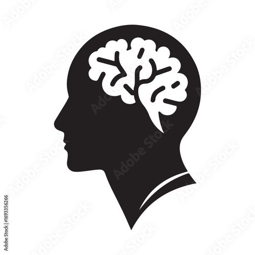 mental health vector silhouette outline logo design concept illustration