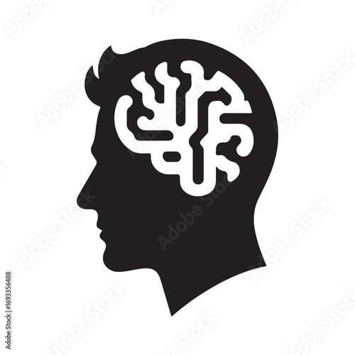 mental health vector silhouette outline logo design concept illustration