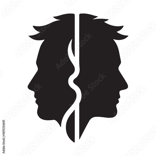 mental health vector silhouette outline logo design concept illustration