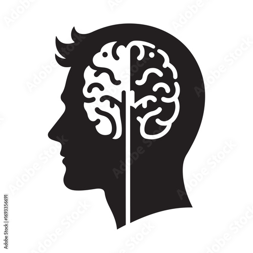 mental health vector silhouette outline logo design concept illustration