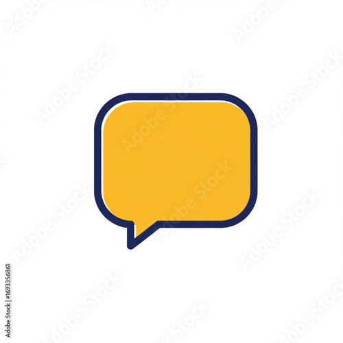 Colorful yellow and blue speech bubble icon for web chat design