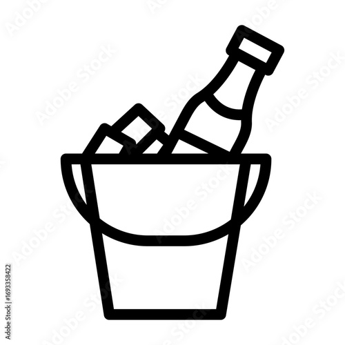 Ice Bucket with Bottles Line Icon of Bars & Nightlife Icon Set