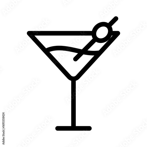 Martini Glass Line Icon of Bars & Nightlife Icon Set