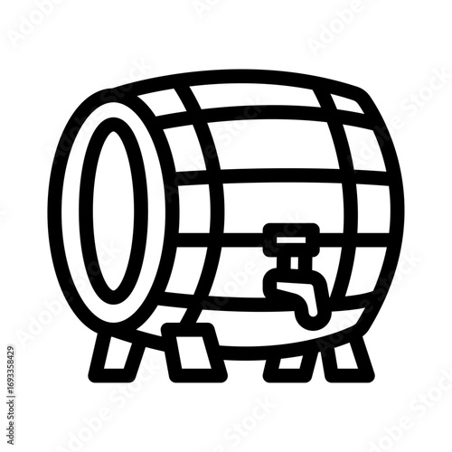 Beer Barrel Line Icon of Bars & Nightlife Icon Set