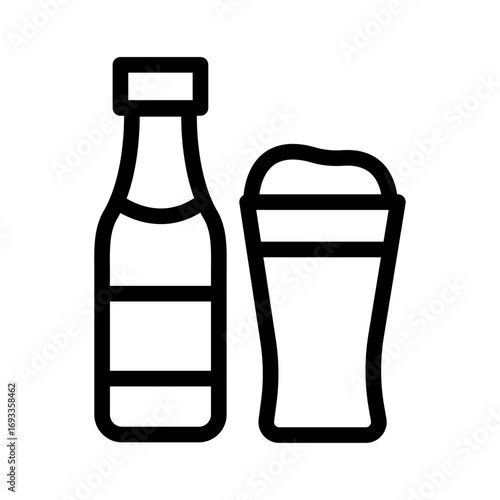 Beer Bottles and Pint Line Icon of Bars & Nightlife Icon Set