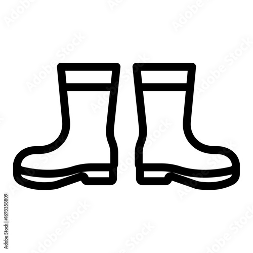 Rubber Boots Line Icon of Fishing & Hunting Gear Icon Set