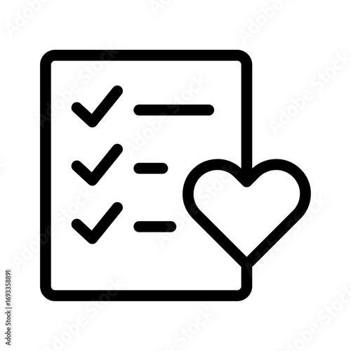Checklist Favorite Line Icon of Wishlist & Favorites Icon Set
