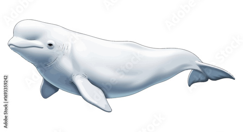 A white whale, likely a beluga, depicted in a profile view.
