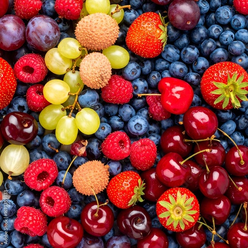Vibrant mix of summer berries and fruit