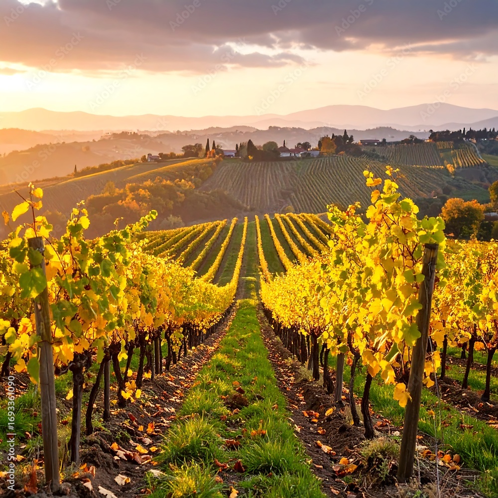 Naklejka premium Vineyard Sunset