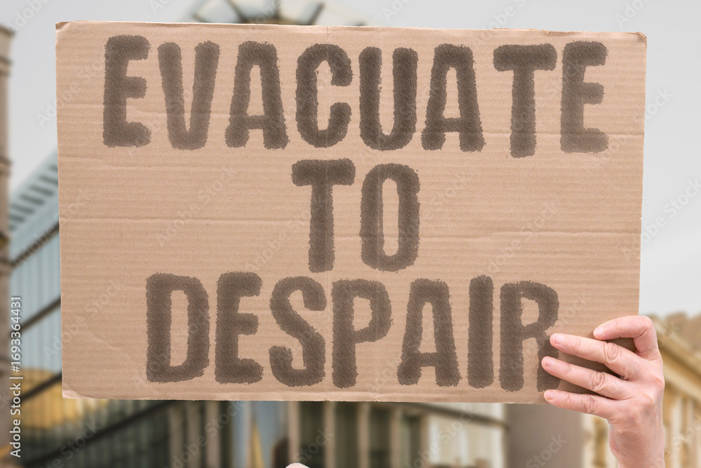 Fototapeta premium “Evacuate To Despair” Fleeing south offers no safety—overcrowded camps replace warzones. DISPLACED. DESPAIR. EVACUATION. SHELTER. STARVE. CRISIS. EMPTY