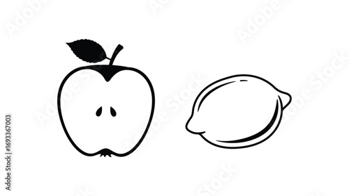 Apple and lemon vector illustration for healthy food concept and diet plan design