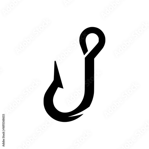 Fishing hook vector icon for angling and bait illustration