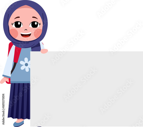 hijab girl holding blank sign