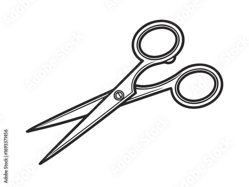 Minimalist vector illustration of a pair of scissors silhouette
