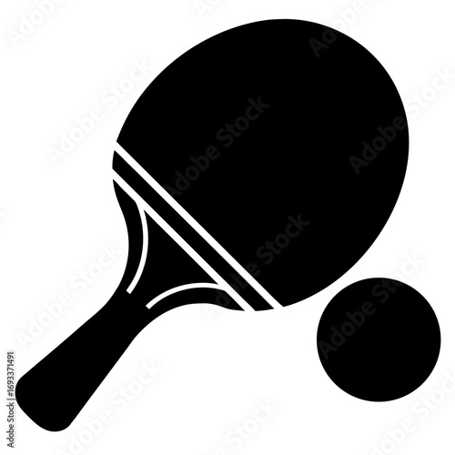 Ping pong paddle and ball icon simple design