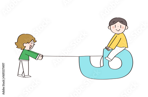 テープと子供のイラスト