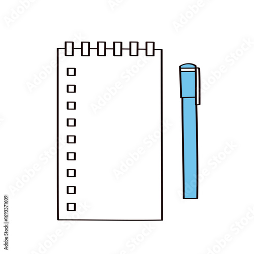 メモ帳とペンのイラスト